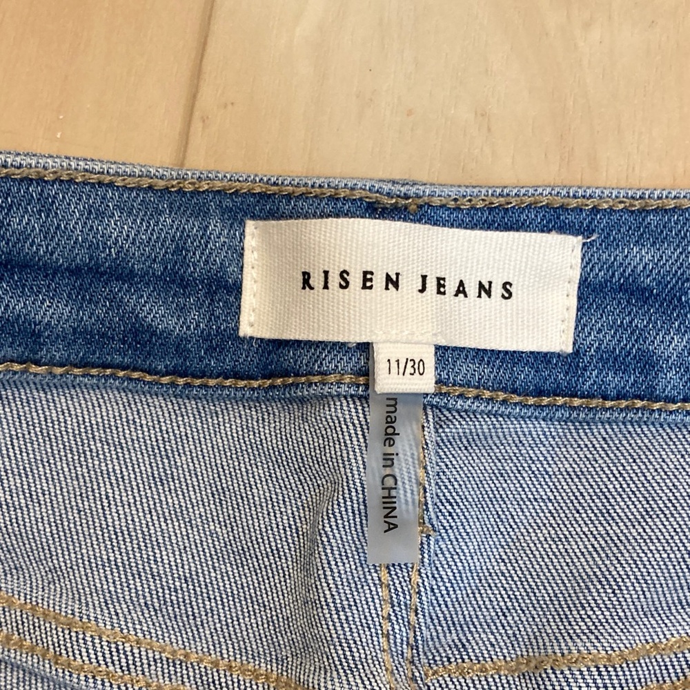 Risen mid rise tummy control split wide leg crop jeans - Picture 9 of 15